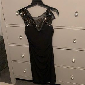 B Darlin Black Gold Sequin Cocktail Dress